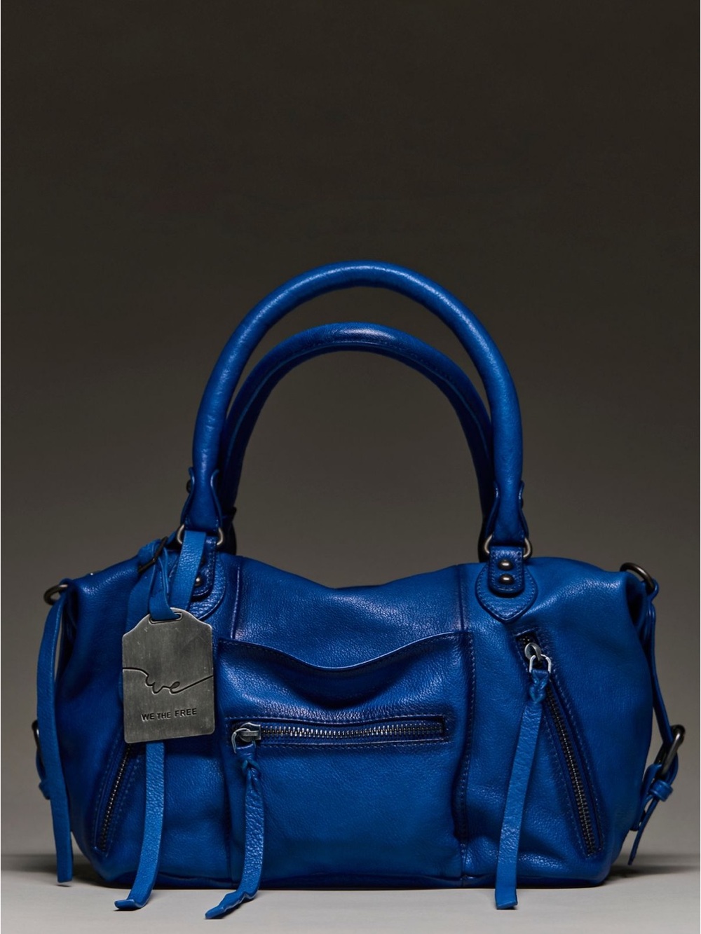 Free People We the Free Sapphire Blue Leather Baby Emerson Bag Purse NEW NWT HTF
